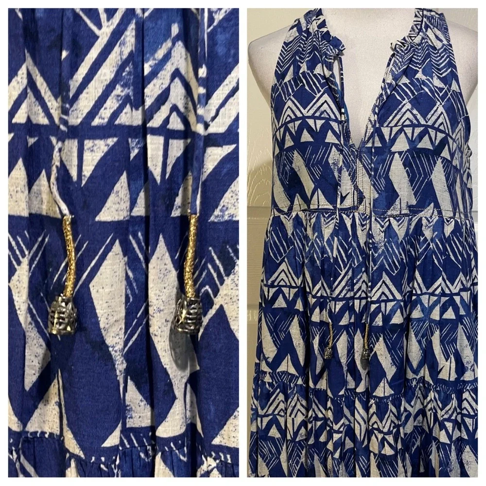 Anthropologie Tiered Abstract Maxi Dress